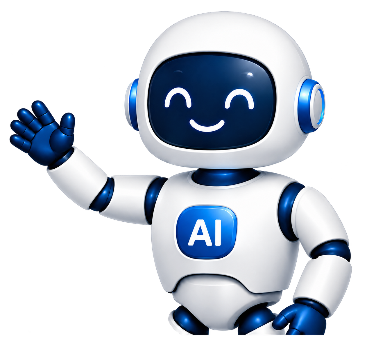 Sama Fintech AI robot assistant smiling and waving hello